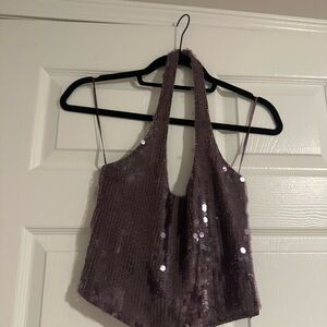 Zara Sequin Crop Top - Lavender